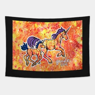 Guide Love. Magical Unicorns Illustration Tapestry