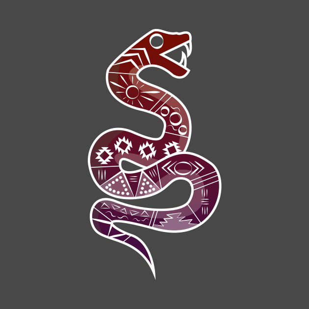 Mexican Aztec Snake Design Red and Purple by JDP Designs