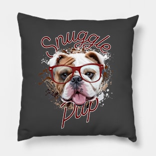 Snuggle pup (Bulldog with big glasses) Pillow