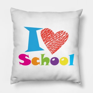 I love My School. Slogan. Back to school. Hello School. Happy Teacher Day. Autumn. Learning Children. Cartoon Graphic design Pillow