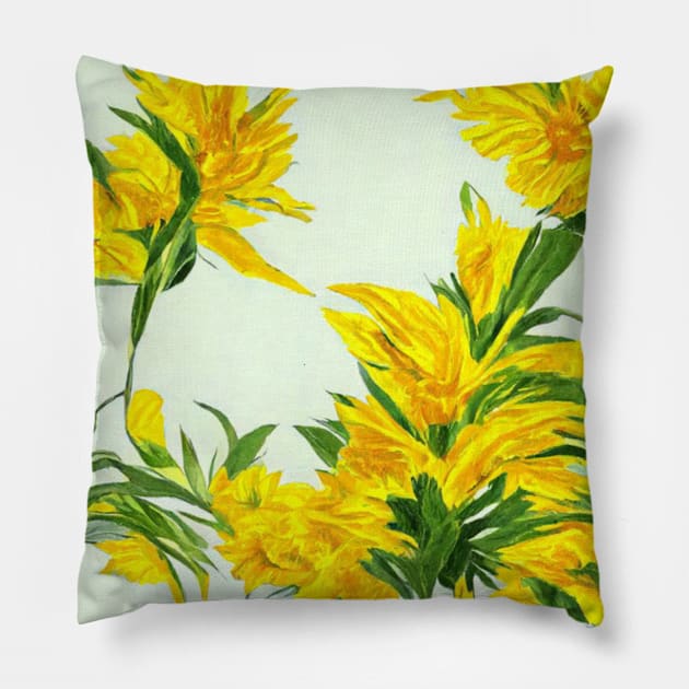 Sunflower Painted Pillow by JequiPrint