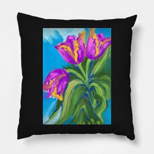 PURPLE AND YELLOW TULIPS Pillow