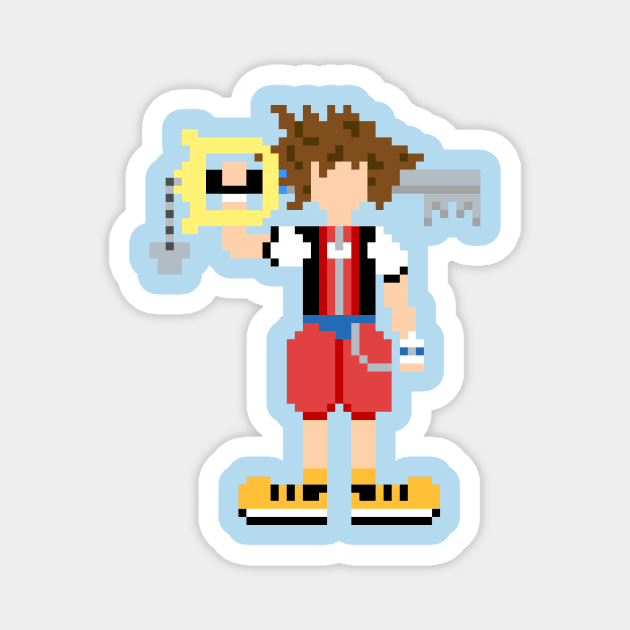 Sora Kingdom Hearts Pixel Art Character Magnet by StebopDesigns