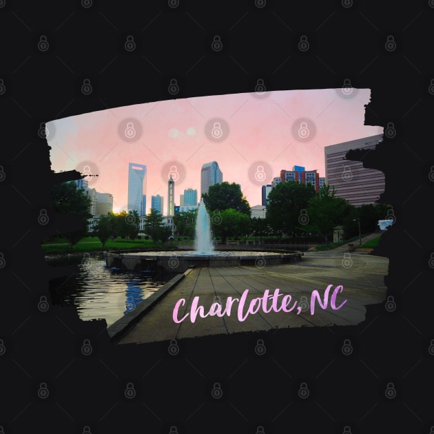 Cool photography of Charlotte North Carolina skyline blue sky sunset USA city break by BoogieCreates