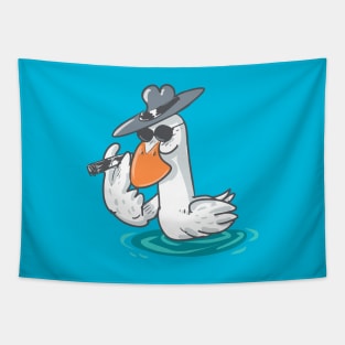 funny duck boss cartoon Tapestry