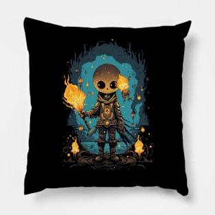 Skeleton with Fire Pillow