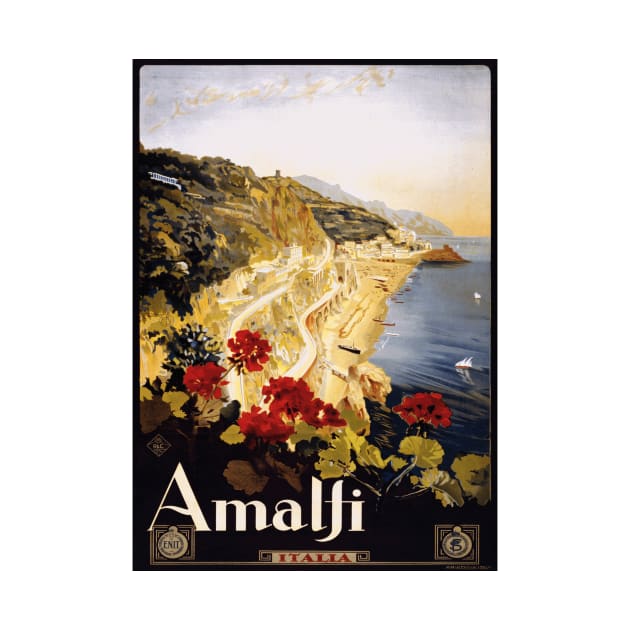 Amalfi, Italy Vintage Travel Poster Design by Naves