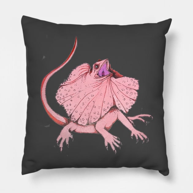 Fred the Frilled Neck Lizard Pillow by smartartdesigns