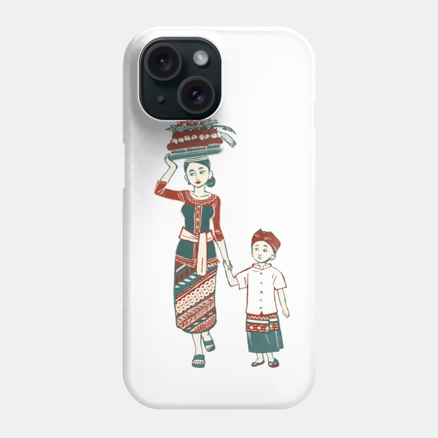 People of Bali - Balinese Mom and a Kid Phone Case by akaneyabushita