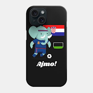 ⚽ Croatia Soccer, Cute Elephant Scores a Goal, Ajmo! Team Spirit Phone Case