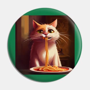 cute cat eating spaghetti Pin