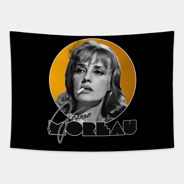 Retro Jeanne Moreau Gold Tribute Tapestry by darklordpug