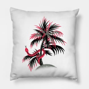 Snake Palms - Dark Vintage Coral Pillow