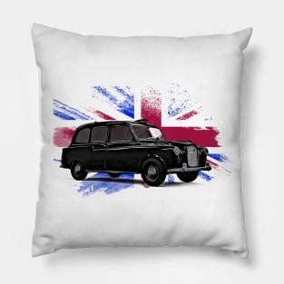 London Black Cab United Kingdom Print Pillow