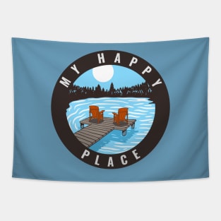 My Happy Place Lake Dock Tapestry