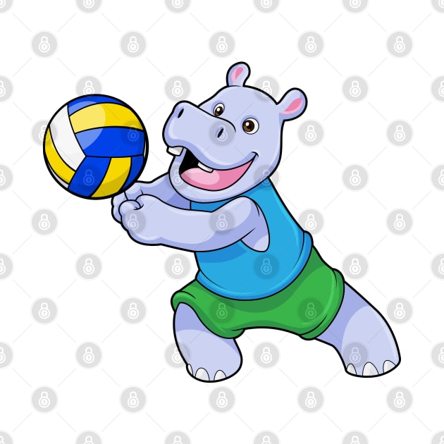 Hippo as Volleyball player with Volleyball by Markus Schnabel