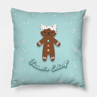 Season's Eatings Gingerbread Cat Pillow