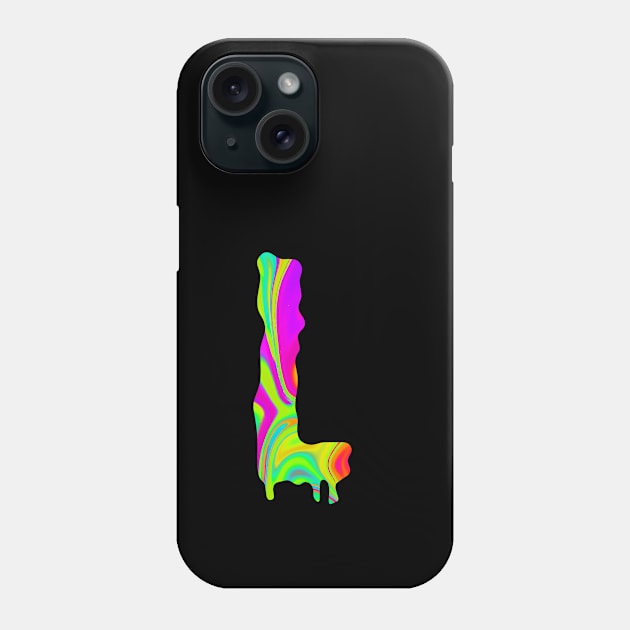 Holographic Trippy L Letter Phone Case by Artistry Vibes