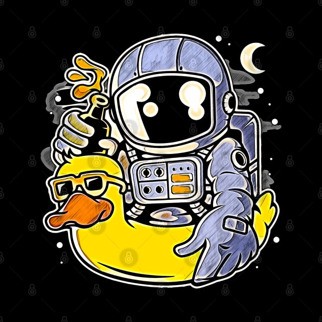 Astronaut Duck Balloon • Funny And Cool Sci-Fi Cartoon Drawing Design Great For Anyone That Loves Astronomy Art by TeesHood