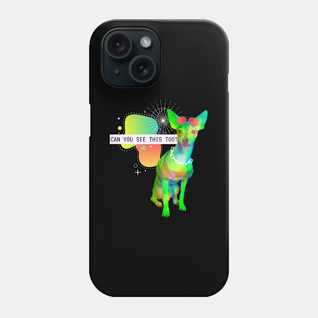 Chihuahua See This Vaporwave Party Techno Glitch Phone Case by Maggini Art