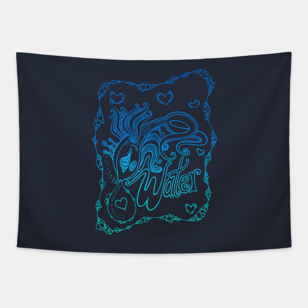 Fishy Blue Tapestry by OfficeInk