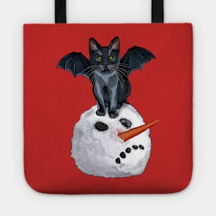 Halloween Vampurr Cat Sitting on a Snowman Head Tote