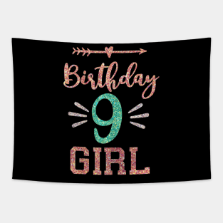 Birthday 9 Girl Cute Birthday 9th Birthday Party Tapestry