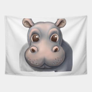 Cute Hippopotamus Drawing Tapestry