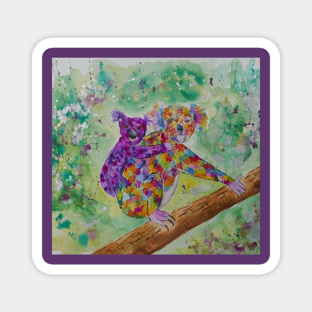 Colourful Mother and Baby Koala Bears Magnet by Casimirasquirkyart