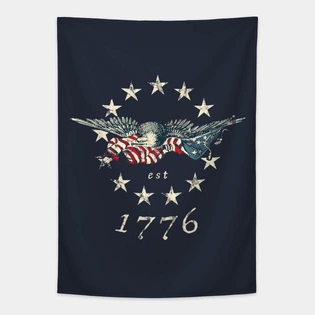 Bald Eagle 1776 Betsy Ross Flag Tapestry by Huhnerdieb Apparel