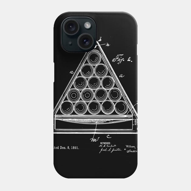 8 Ball Pool Player Gift 1891 Early Patent Image Phone Case by MadebyDesign