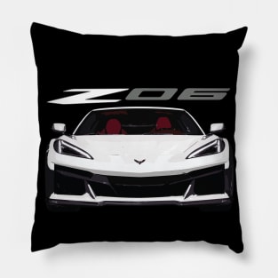 C8 Arctic White Z06 c8r graphic car line art Pillow