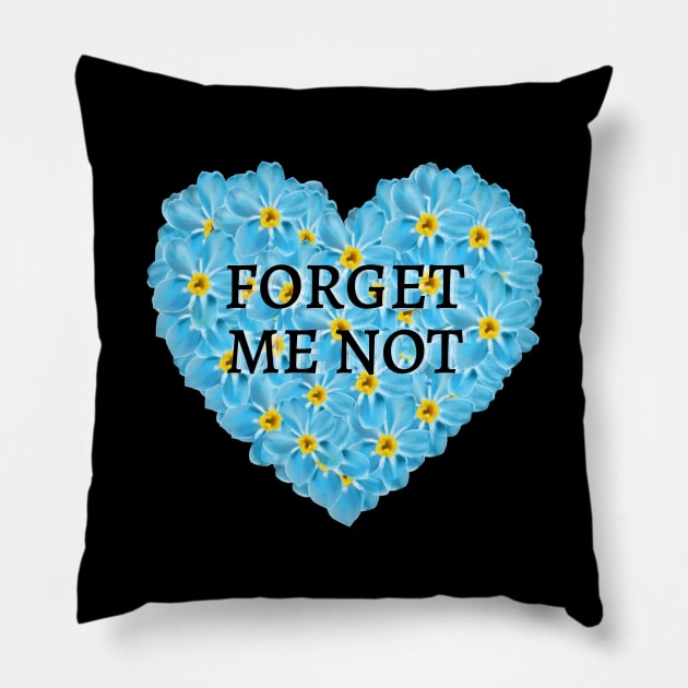 Forget Me Not Flower Heart Pillow by Eveka