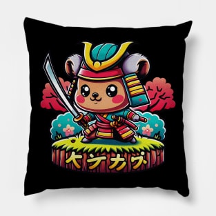 Kawaii Samurai Animal Quokka with Katana Cute Japanese Pillow