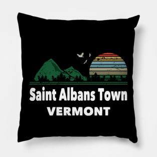 Mountain Sunset Flying Birds Outdoor Saint Albans Town Vermont Pillow