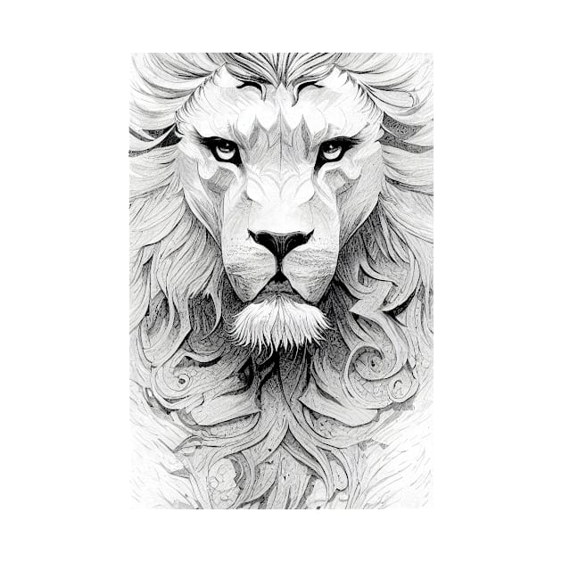 Lion King Animal Wild Nature Illustration Line Epic Illustration Line Art by Cubebox