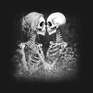 loving skeletons in a field T-Shirt