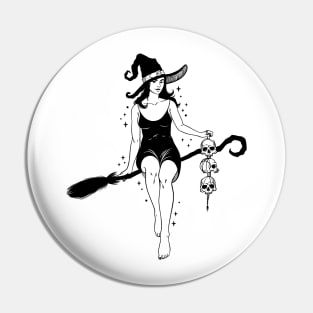 Broom Rider Witch Pin
