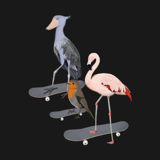 Shoebill Flamingo Robin Bird Skateboard Birdwatcher Animal Biologist T-Shirt