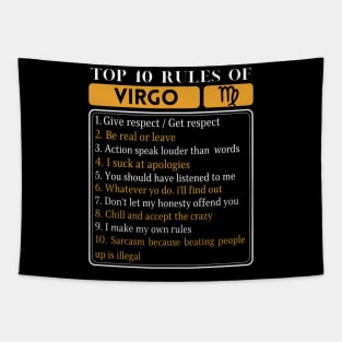 Top 10 rules of Virgo, Funny Virgo Facts, Zodiac Astrological Sign Tapestry