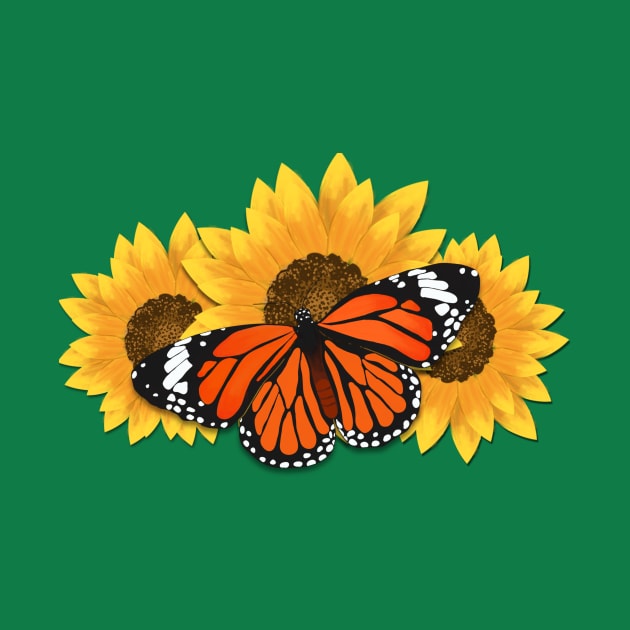 Monarch butterfly with SunFlower by AlondraHanley