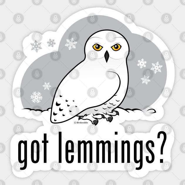 Funny Cartoon Snowy Owl Got Lemmings Snowy Owl Sticker Teepublic Shop cartoon owl children's wall art created by heartlocked. funny cartoon snowy owl got lemmings by birdorable