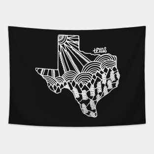 White Line Texas Mandala Zentangle State Outline Tapestry