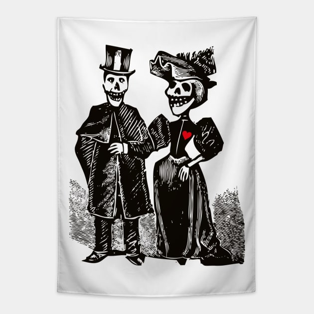 Calavera Couple | Day of the Dead | Dia de los Muertos | Skulls and Skeletons | Vintage Skeletons | Tapestry by Eclectic At Heart