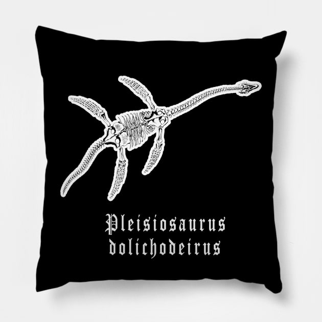 🦖 Fossil Skeleton of a Plesiosaurus dolichodeirus Dinosaur Pillow by Pixoplanet