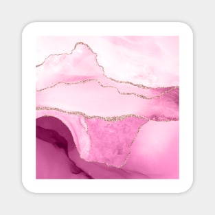 Watercolor Agate in Pink Quartz Faux Gold Veins Magnet