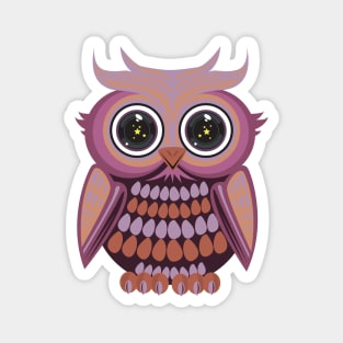 Star Eye Owl - Purple Orange Magnet