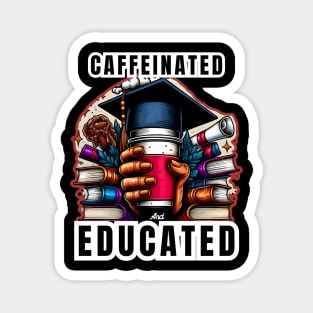 CAFFEINATED AND EDUCATED - GRADUATION DAY QUOTES Magnet