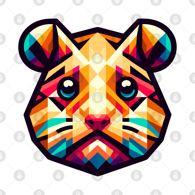 Geometric Hamster Portrait: Colorful Polygon Art by AmandaOlsenDesigns