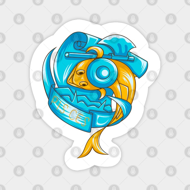 Zodiac Pisces Cartoon Cute Magnet by XODA